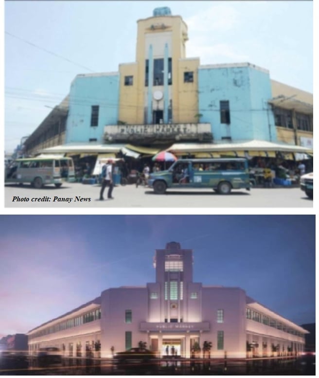 The historic Iloilo Central Market showcases its original charm in the top photo, while the bottom photo offers a stunning perspective of its beautifully restored glory. Photo credits: Panay News/Iloilo City Government